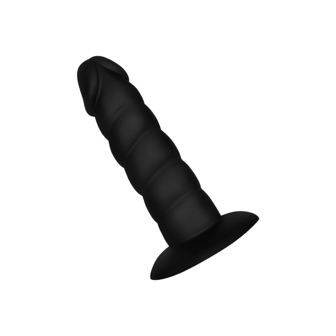 Gerippter klassischer Dildo aus Silikon, schwarz