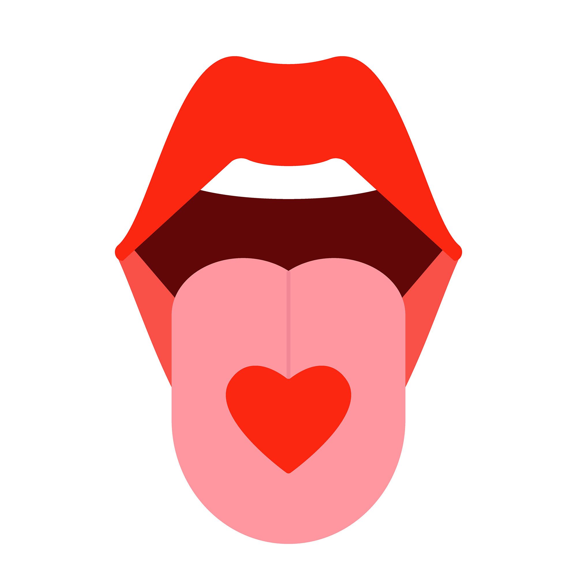 Achsel Fetisch - Grafik eines Mundes mit heraushängender Zunge, auf welcher ein Herz abgebildet ist.