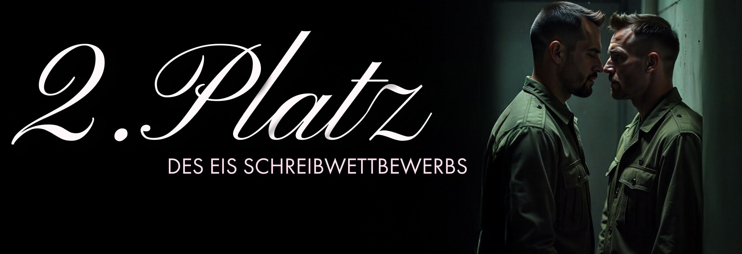 Zwei Männer in Uniform stehen sich gegenüber, ihre Gesichter berühren sich beinahe