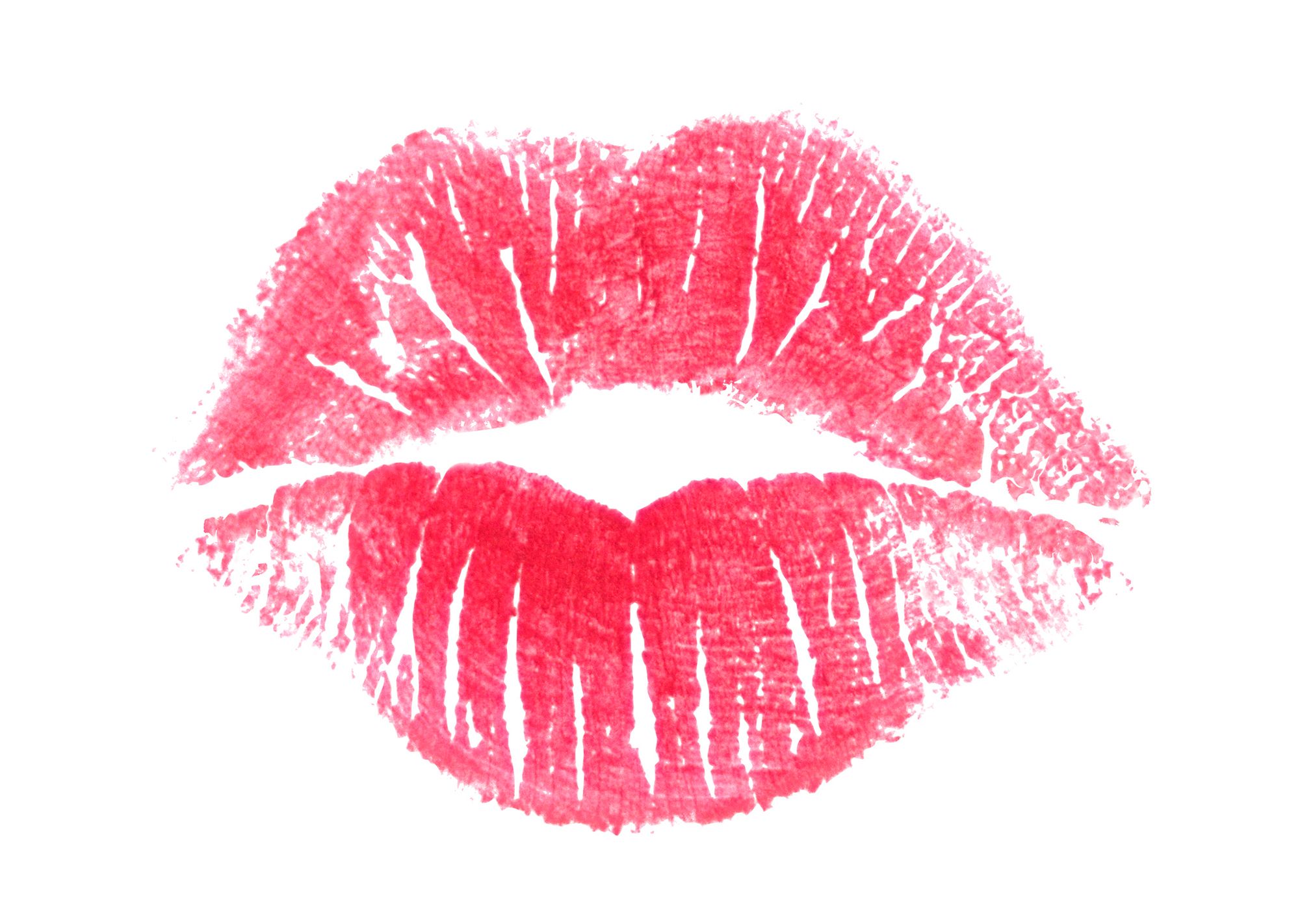 Lippenstift-Abdruck auf weißem Hintergrund