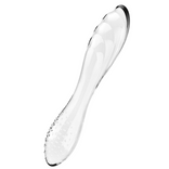 Transparenter Dildo "Satisfyer Dazzling Crystal" vor weißem Hintergrund