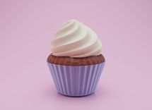 Ein Cupcake vor einem rosafarbigen Hintergrund