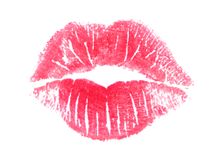 Lippenstift-Abdruck auf weißem Hintergrund