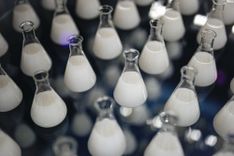 Kleine Fläschchen mit weißer Flüssigkeit