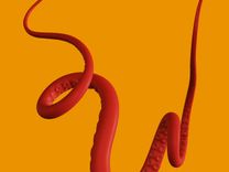 Rote animierte Tentakeln auf orangenem Hintergrund